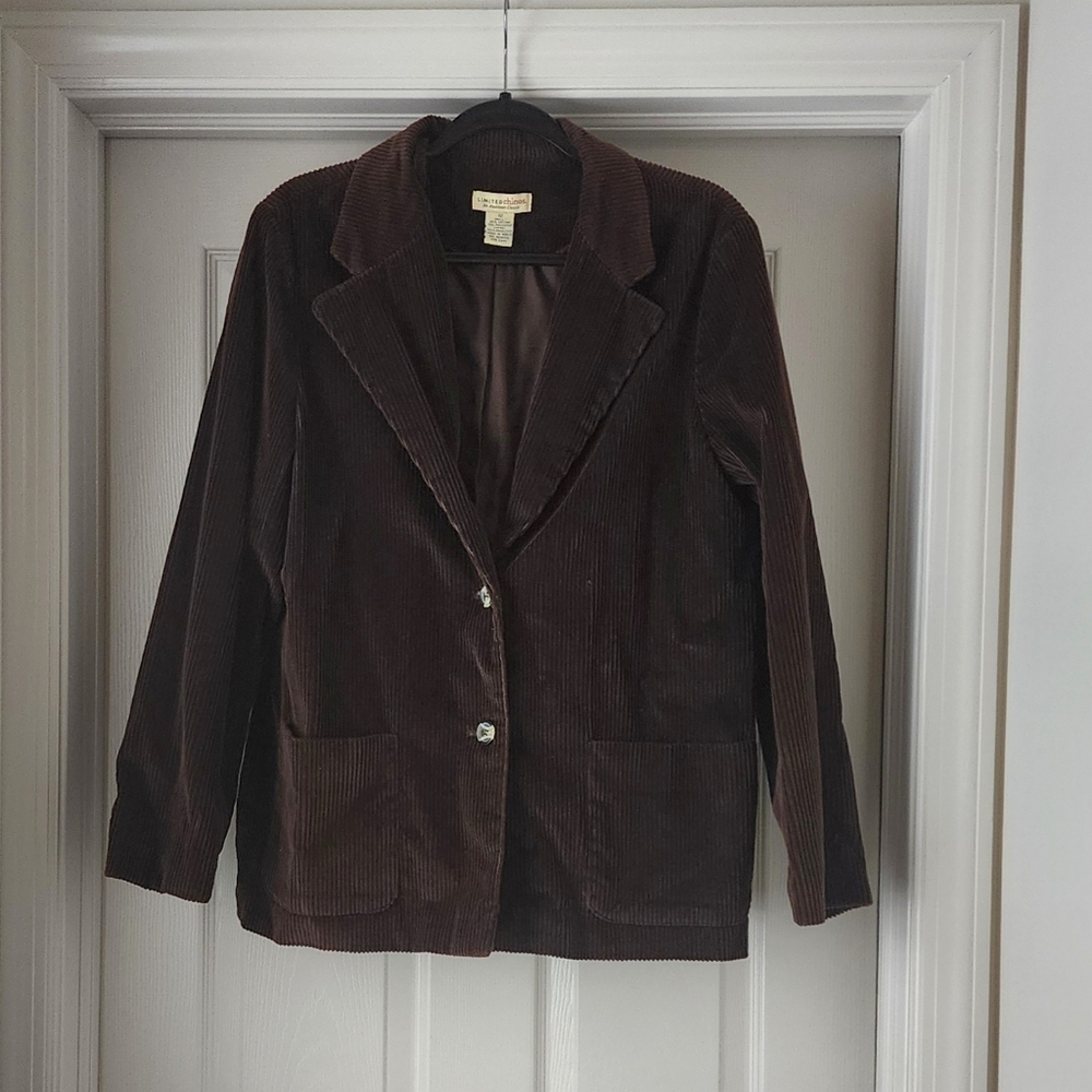Vintage 90s chocolate brown courduroy jacket by Limited Chinos, Ladies size 12